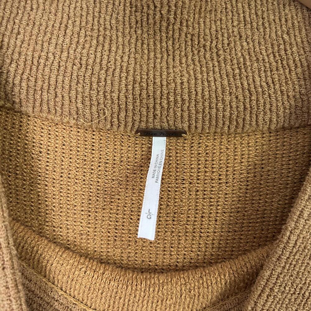 Free People Brown Ribbed Long Sleeve Pullover Turtleneck Sweater Women's Large - Picture 4 of 5